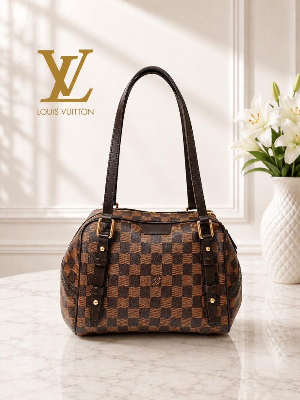 Authentic Louis Vuitton Rivington PM Damier Ebene HandBag